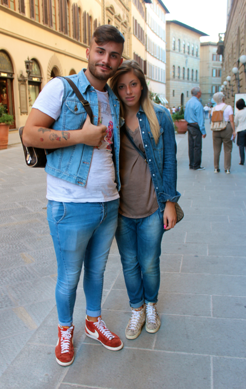 A much trendier take on the classic JT/Britney Spears denim on denim couples look